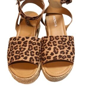 Soda Brown‎ Platform Sandals with Ankle Strap